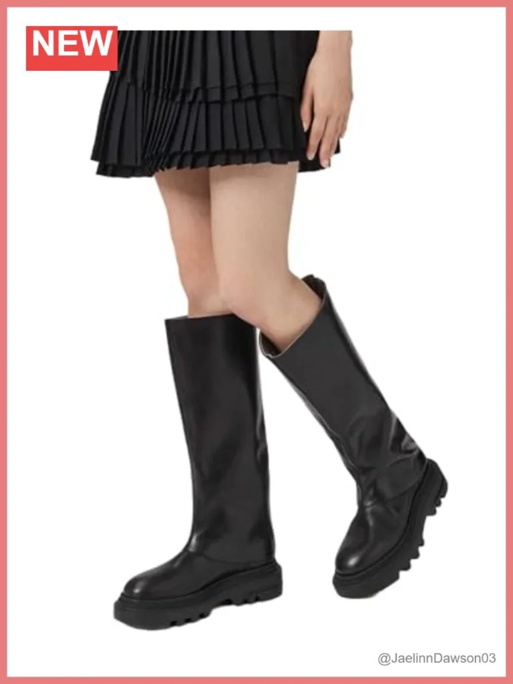 Leather Knee-High Boots Round Toe Zip Closure Comfortable Everyday Wear